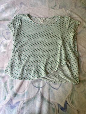 Forever 21 Mint Short Sleeve Tee with Teal Polka Dots
